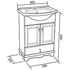 Bas Мебель для ванной Варна 60 орех, ящик, зеркало – фотография-5